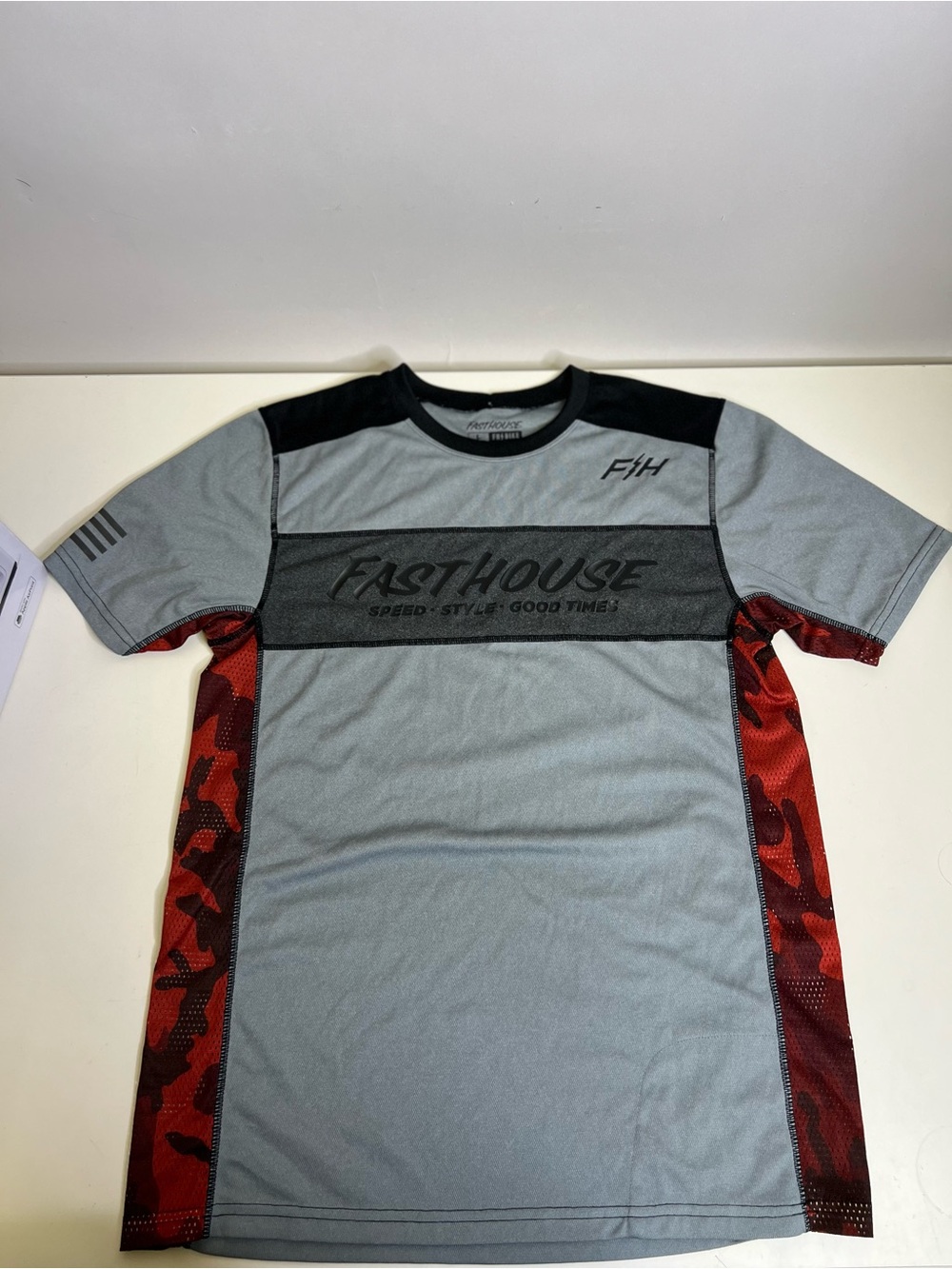 Fasthouse Classic Acadia Short Sleeve MTB Jersey Heather Gray - Size Large - Picture 3 of 10